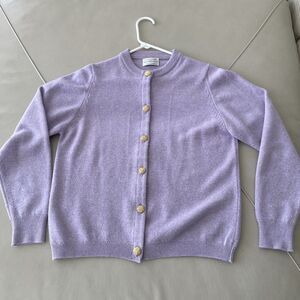 Maus & Hoffman Cashmere Lavender Cardigan Size M-L Ladies Gold Buttons Scotland